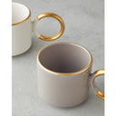 Twin Goldy Keramik-Tassen Set (2 Stück, 184 ml) – Vizon & Weiss mit goldenem Henkel