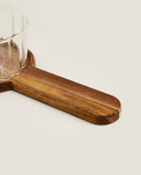 Servierset mit 3 Glasschalen & Akazienholz-Servierbrett – 42 cm