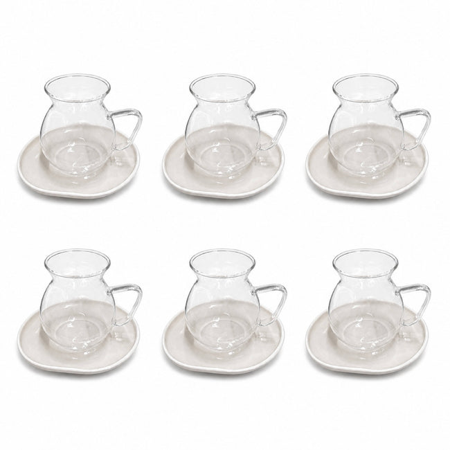 Teegläser-Set mit Untertassen 12-teilig für 6 Personen
