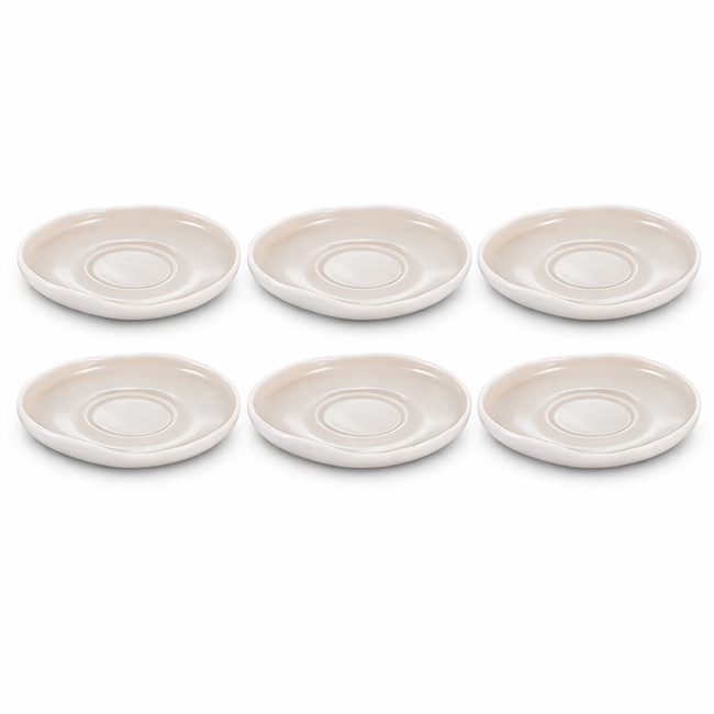 Bricard Barles Untertassen Set 6-teilig in Weiss/Taupe
