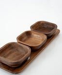 Akazie Element Schalen Set Servierschalen mit Tablett 33 x 10.8 cm