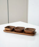 Akazie Element Schalen Set Servierschalen mit Tablett 33 x 10.8 cm