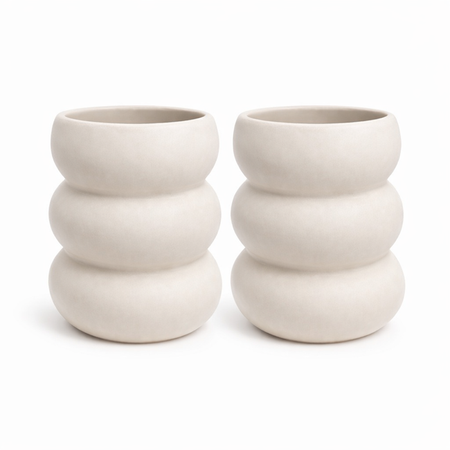 Bubble Becher 2-teilig für 2 Personen (Creme Matt)