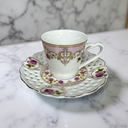 Rosen-Mokkatassen-Set mit Herzhenkel – 6-tlg. Porzellan-Set in Geschenkbox (1313g)