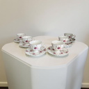 Aym Porce – 12-teiliges Porzellan-Kaffeetassen-Set mit Rosenmuster