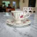 Aym Porce – 12-teiliges Porzellan-Kaffeetassen-Set mit Rosenmuster