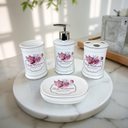 Bad-Set "Bath Collection" mit Rosa Rosen – 4-teilig aus Porzellan