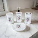 Bad-Set "Bath Collection" mit Bunten Rosen – 4-teilig aus Porzellan