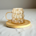 Mini Bubble Tassen-Set– 12-teilig mit Bambusuntersetzer – Bernstein