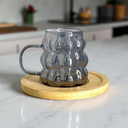 Mini Bubble Tassen-Set – 12-teilig mit Bambusuntersetzer – Rauchgrau