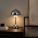 Mushroom LED Tischlampe Silber glänzend – Akkubetrieb, Touch-Dimmer, 30 cm