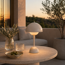 Mushroom LED Tischlampe Beige – Akkubetrieb, Touch-Dimmer, 30 cm