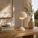 Mushroom LED Tischlampe Beige – Akkubetrieb, Touch-Dimmer, 30 cm