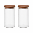 Vorratsgläser Stripe mit Akaziendeckel 1500 ml 2er Set aus Borosilikatglas