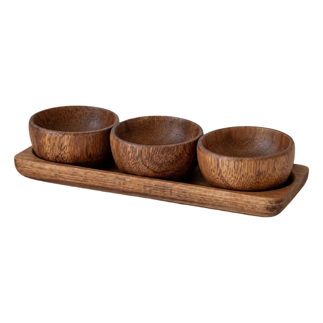 Mini Akazie Bedum Schalen Set 4-teilig 20 x 7 x 4.5 cm Akazienholz