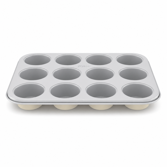 Muffinform 12er Beige – Muffinblech Antihaft – PFAS-frei – 12 Cupcake Mulden – Backofenfest bis 290°C