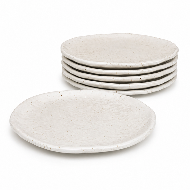 Speiseteller Set, 6-tlg., Steinzeug, Creme, 6 grosse Teller