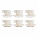Espresso Tassen Set, 12-tlg., Steinzeug, 6 Tassen + 6 Untertassen, Creme