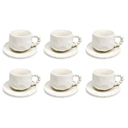 Kaffeetassen Set mit Untertassen 12-teilig 180 ml – Pearly Porzellan Weiß