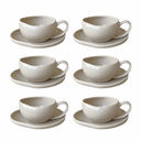 Almina Wave Biscuit Kaffeeservice 12-teilig – 6 Kaffeetassen mit Untertellern aus Porzellan, 215 ml