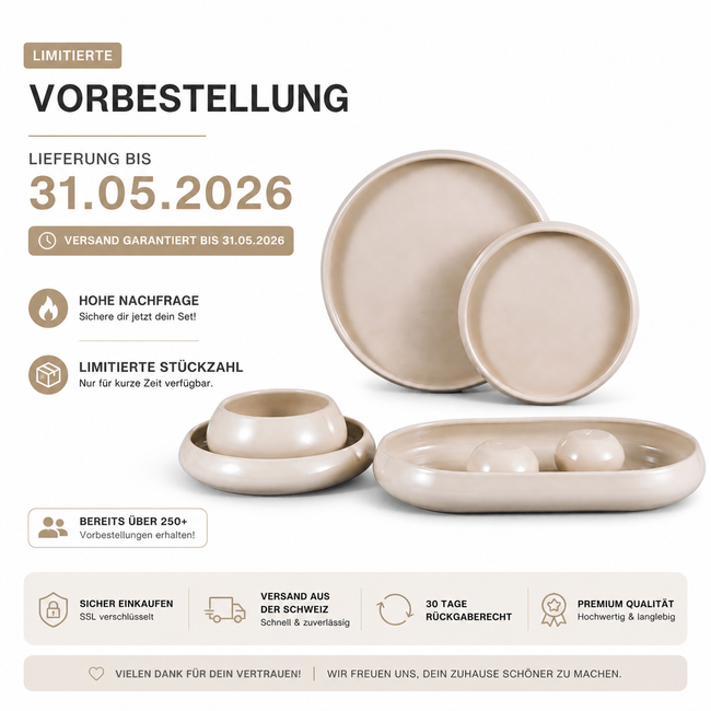 Lissa Bonna Biscuit Geschirrset, 27-teilig, Porzellan, beige, für 6 Personen