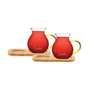 Tee-Set mit Goldhenkel & Bambustablett – 4-teilig (220 ml)