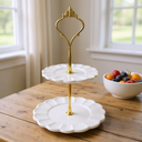 Etagère "Flora" Weiß – 2-stöckig mit Goldgriff