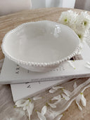 Almina Pearly Servierschale 22 cm – Porzellan Salat- & Obstschale Weiss