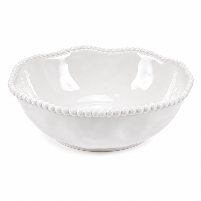 Almina Pearly Servierschale 22 cm – Porzellan Salat- & Obstschale Weiss