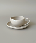 Almina Wave Biscuit Kaffeeservice 12-teilig – 6 Kaffeetassen mit Untertellern aus Porzellan, 215 ml