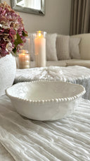 Almina Pearly Servierschale 22 cm – Porzellan Salat- & Obstschale Weiss