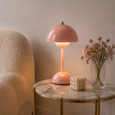Mushroom LED Tischlampe Rosa – Akkubetrieb, Touch-Dimmer, 30 cm