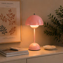 Mushroom LED Tischlampe Rosa – Akkubetrieb, Touch-Dimmer, 30 cm
