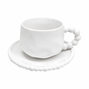 Kaffeetassen Set mit Untertassen 12-teilig 180 ml – Pearly Porzellan Weiß