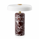 Akku Tischlampe aus violettem Naturmarmor mit Glasschirm – 23 cm