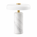 Akku Tischlampe aus weissem Naturmarmor mit Glasschirm – 23 cm