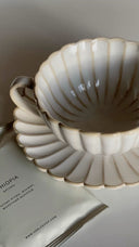Almina Bloomy Kaffeeservice 12-teilig aus Porzellan für 6 Personen – Creme