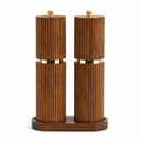 Salz- & Pfeffermühlen-Set aus Holz mit Ständer – 2-teilig, Braun