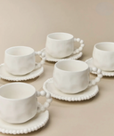 Kaffeetassen Set mit Untertassen 12-teilig 180 ml – Pearly Porzellan Weiß