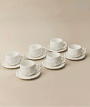 Kaffeetassen Set mit Untertassen 12-teilig 180 ml – Pearly Porzellan Weiß
