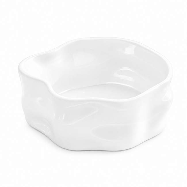 Nordic Salatschüssel Weiss Glänzend 23 cm – Porzellan Obstschale & Servierschüssel