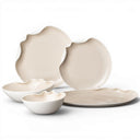 Miramas Tafelservice 25-teilig – Weiss & Beige – Porzellan – für 6 Personen