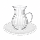 Teegläser mit Almina Pearly Untertassen 12-teilig – 220 ml – Weiss