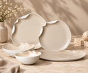 Miramas Tafelservice 25-teilig – Weiss & Beige – Porzellan – für 6 Personen