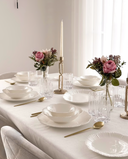 Tafelservice 25-teilig – Weiss mit Blumenmuster – für 6 Personen