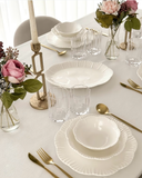 Tafelservice 25-teilig – Weiss mit Blumenmuster – für 6 Personen