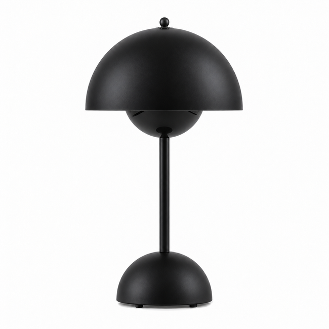 Mushroom LED Tischlampe Schwarz glänzend – Akkubetrieb, Touch-Dimmer, 30 cm