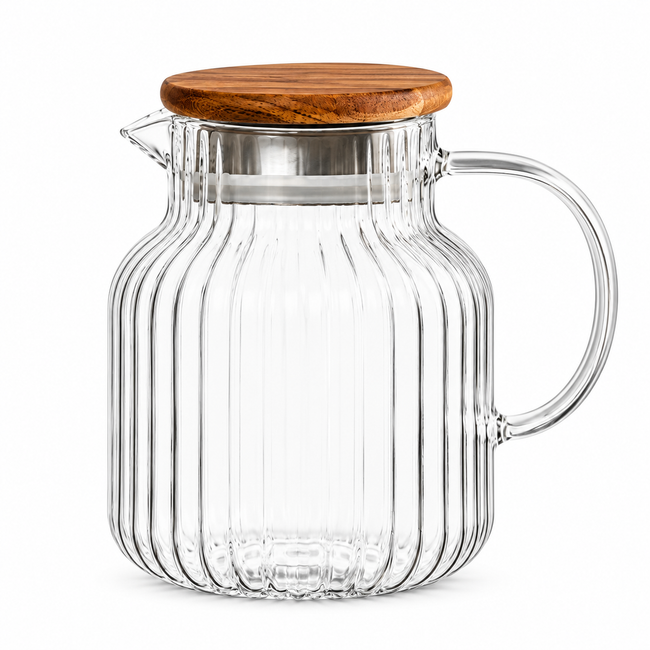 Glaskaraffe mit Deckel & Filter – 1,6 Liter | Borosilikatglas