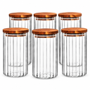Vorratsgläser 6er Set mit Akazienholzdeckel – 1000 ml | Borosilikatglas