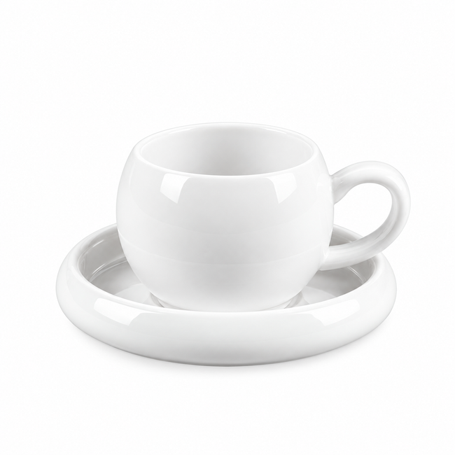 Kaffeeservice 12-teilig für 6 Personen – Kaffeetassen mit Untertassen, Weiss, 220 ml